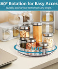 Compact Clear Acrylic Lazy Susan Organizer 8 Inch Turntable For Cabinets Countertops And Bathrooms Easy Spin 360 Degrees with jars