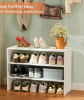 Expandable 3 Tier White Shoe Rack Organizer For Closet And Hallway, Adjustable Length From 16.9 To 28.3 Inches, holds shoes