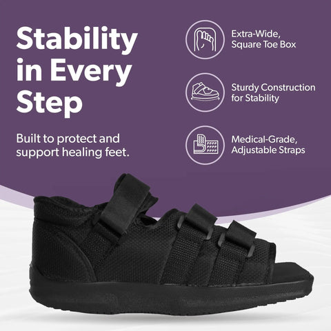 Post Op Walking Shoe With Adjustable Orthopedic Boot For Foot Surgery Delivers All Day Comfort And Easy Walk For Broken Foot And Toe Stress Fractures Men And Women XL With Cushioned Insole For Extra Support