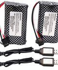Two Pack 7.4V 1200mAh Li Ion Rechargeable Battery With Black SM 3P Plug Replacement For Older Version RC Trucks 8.88Wh High Capacity