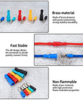 100 Piece Bullet Connectors Kit Insulated Female And Male Terminals For Electrical Marine And Automotive Wire Crimp Connectors Brass Construction For High Current And Low Voltage Drop Built To Last showing brass and PVC material with fast stable connections