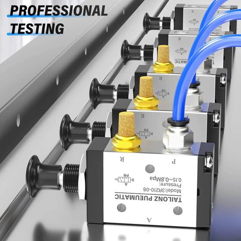Row of Three Way Two Position Hand Pull Valve One Quarter Inch NPT Air Pneumatic Valve With Pro Grade Manual Push Pull Lever Control Model 3R21008
