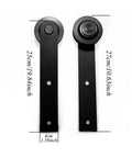 Heavy Duty Barn Door Track 18Ft Sliding Hardware Kit For Double Doors With Smooth Roller System Matte Black Finish parts including rollers and tracks.