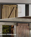 96 Inch Ceiling Mount Box Rail Barn Door Hardware Kit For Heavy Duty Sliding Track Aluminum Alloy For Single Door