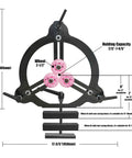 Woodturning Steady Rest For Twelve Inch, Fourteen Inch, And Sixteen Inch Swing Lathe with pink wheels and measuring labels