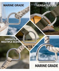 316 Stainless Steel Welded D Ring 5 Pack Heavy Duty Workhorse Hardware For Backpacks, Pet Collars, And Webbing Straps, Rust Resistant Marine Grade D Ring Set For Outdoor Gear And Saltwater Use on rope and webbing