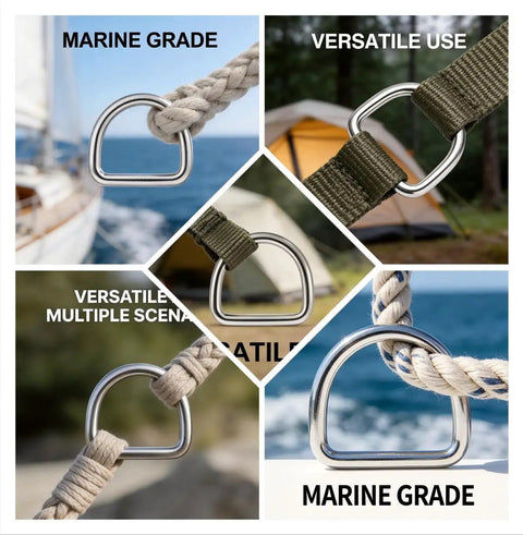 316 Stainless Steel Welded D Ring 5 Pack Heavy Duty Workhorse Hardware For Backpacks, Pet Collars, And Webbing Straps, Rust Resistant Marine Grade D Ring Set For Outdoor Gear And Saltwater Use on rope and webbing