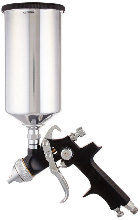 HVLP Gravity Feed Spray Gun With 33 Oz Cup, Non Drip Cup Design, Adjustable Air Flow And Pattern Knobs, Built In Regulator With Gauge, Pro Grade Lightweight 2.7 Lb Tool For Precise Mess Free Finishes