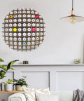 Rad Ball Shaped Golf Ball Display Case For Collectors, Holds Up To 78 Golf Balls, Cool Wall Art in modern living room setting