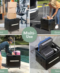 Heavy-Duty Collapsible Utility Cart With 360 Wheels, Telescoping Handle, Hidden Lid, And 200 Lb Capacity in multi-use settings
