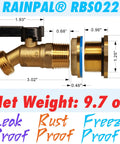 Brass Rain Barrel Spigot Three Quarter Inch Ball Valve With Bulkhead Fitting And Thread Tape Lead Free Leakproof Design Measurements