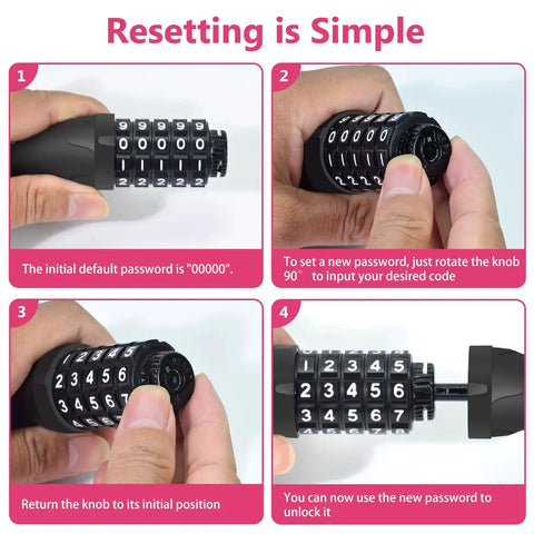 Heavy Duty Bike Chain Lock Three Point Two Foot Long With Five Digit Resettable Combination Keyless Lock For Bike Electric Scooter Ebike And Motorcycle Rose Color