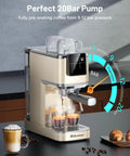 Pro Level Home Barista Vibes 20 Bar Espresso Maker With Swift Milk Frother And Bright LCD Screen for smooth brewed coffee.