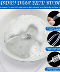 Pressure Washer Siphon Hose With Filter And Chemical Soap Injector Kit in soapy water, showing PVC material and steel mesh filter.