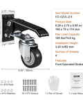 Heavy Duty 2.5 Inch Swivel Caster Wheels Set Of Four With Lockin Brakes and foot-operated brake, ideal for utility carts.