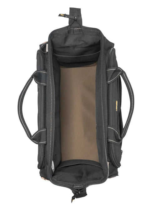 Top view of Heavy Duty Tool Bag With 50 Pockets And Large Center Compartment, Multi-Compartment Tool Organizer For Power Tools