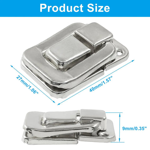 Four Pack Toggle Catch Lock Hasp Latch Set For Jewelry Boxes And Gift Boxes, Mini Rectangle 1.57 X 1.06 Inch, Retro Iron Silver With Screws