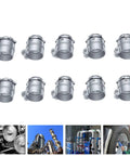 Heavy Duty 20 Pack 1 Inch Squeeze Conduit Connectors Featuring Dead Nuts Grip Reversible Locking Nut Crafted From Die Cast Zinc Alloy For Slick Electrical Pipe Job And Quick Install - multiple connectors arranged for installation