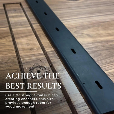 Heavy Duty Extra Wide 3 Inch C Channel Table Stiffeners Set Of 2 For Live Edge And Solid Wood Tables, 1/2 Inch Legs, Black Powder Coat