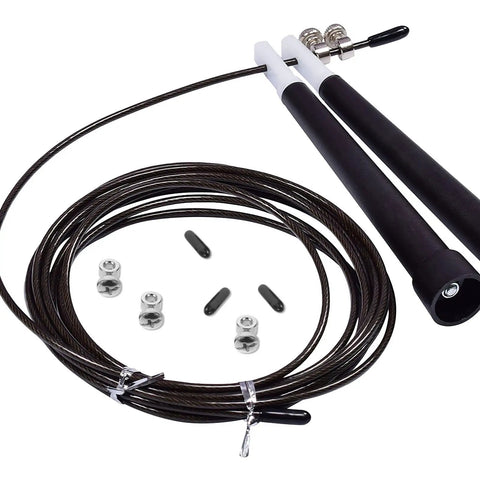 Versanverse Adjustable Jump Rope Repair Kit For Speed Cables Includes 10 Sets With Steel Screws And End Caps, black cable and handles