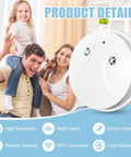 Visible Ceiling Mount Indoor WiFi Camera 1080P HD For Baby Pet Elderly Monitoring, round design displayed with family