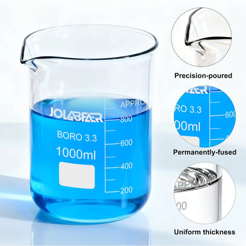 1000ml beaker from 7 Piece Glass Beaker Set For Lab And Classroom With Printed Graduations 10Ml To 1000Ml Borosilicate Glass Griffin Low Form Beakers Type I Grade A Durable Lab Grade Glassware For Mixing And Heating.