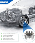 Front Wheel Bearing Hub Assembly 5 Lug With ABS 1 Piece Replacement For Allure Lacrosse Regal Malibu Impala Equinox Terrain CTS XTS Saab Nine Five AWD Direct Fit Easy Install And Long Life shown in car diagram
