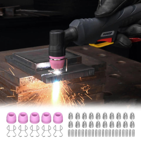 All In One Plasma Cutter Consumables Kit For AG 60 Series Torches Including AG 60P SG 55 And WSD 60 Tips Nozzles Electrodes