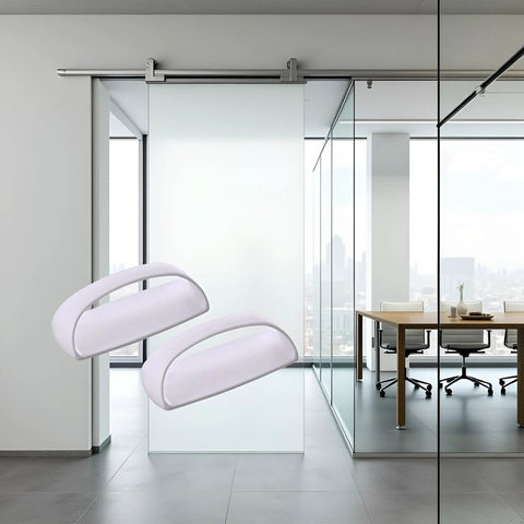 Two Pack White Adhesive Handles Self Stick Wardrobe And Cabinet Pulls in modern office setting