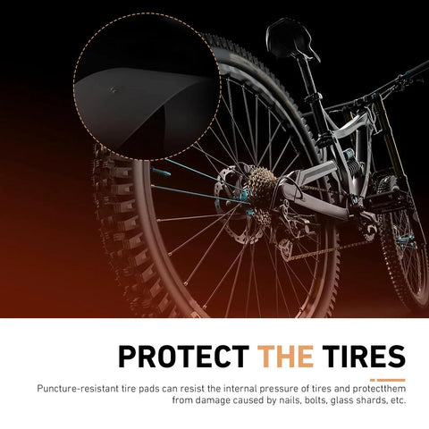 Two Pack Bicycle Tire Liners That Fight Punctures, 0.5mm Thick Inner Tube Protectors installed on mountain bike