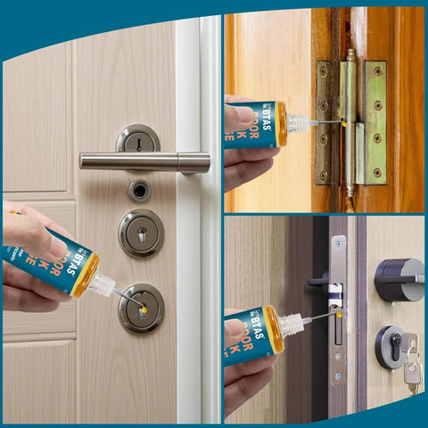 Applying Door Lock And Hinge Lubricant Oil With Needle Oiler For Squeaky Keyholes And Hinges No More Squeaks Easy Quick Fix 1 Oz