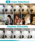 12X Magnifying Glass With Light And Clamp, five color modes, stepless dimmer, flexible gooseneck LED desk lamp in use scenarios.