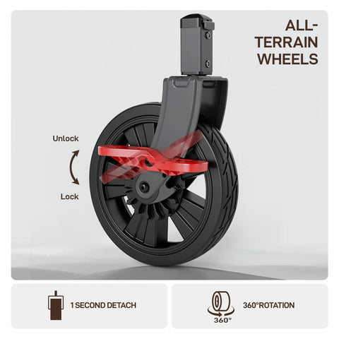 Close-up of the wheel lock mechanism on a Push And Pull Collapsible Shopping Cart With Wheels And Brakes Foldable Grocery Wagon.
