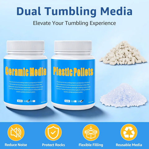 Ceramic and plastic pellets for 10Lb Rock Tumbler Grit And Polish Refill Kit With 4 Step Grits For Up To 70 Lbs Rocks Dual Tumbling Media