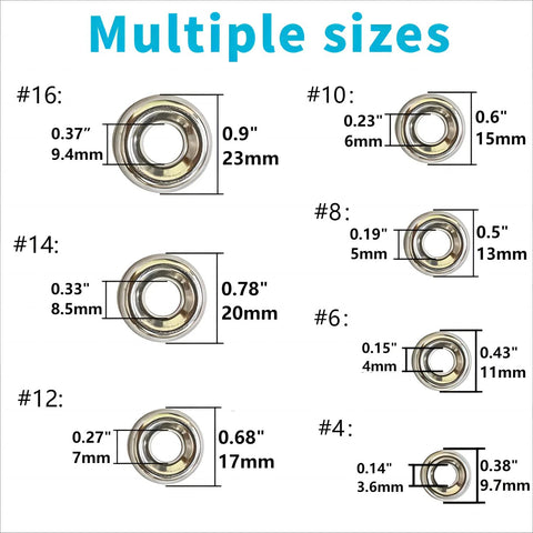Assorted stainless steel cup countersunk washers in seven sizes (#4–#16), 295 pcs