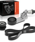 Toyota Serpentine Drive Belt Kit With Tensioner And Idler Pulley For Corolla Matrix Celica 2003 To 2008 1.8L Engines on display