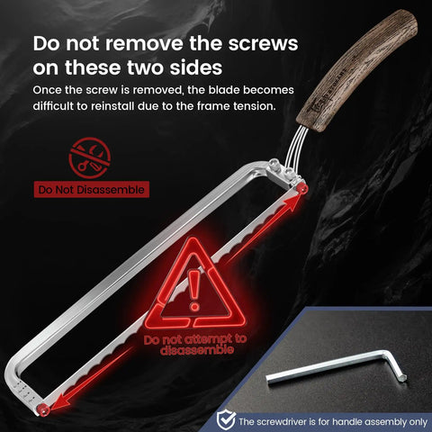 World's First Real Bow Design Sourdough Bread Slicer With Razor Sharp Edge For Crusty Loaves, 420J2 Stainless Steel Kitchen Knife with warning on disassembly.