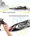 Eighteen Inch Brushless RC Speed Boat With Two Four GHz Remote Control Four Wheel Drive Watercraft demonstrating features