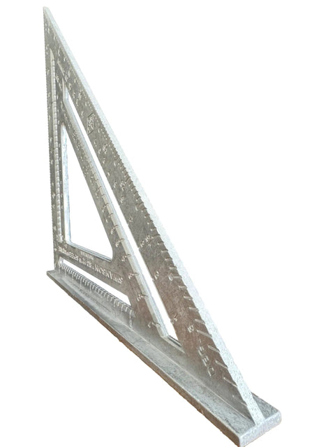Pro Grade Big 12 Speed Square Layout Tool With Blue Book For Deck Framing And Stairway Building Heavy Gauge Aluminum Matte Finish With One Quarter Inch And One Half Inch Notches And Plain Gradations