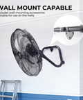 18 Inch High Velocity Floor Fan With Remote Control, 8 Speeds, Quiet BLDC Motor, Tilt Head, Metal Housing, wall mounted