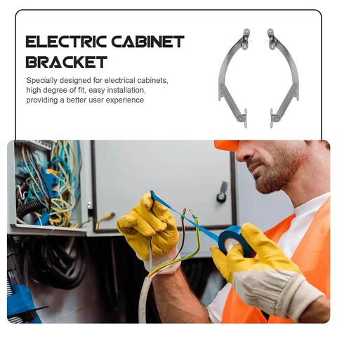 Electrician working on cabinet, showcasing Adjustable Support Rod Hinges For Electrical Cabinet Doors With Limiter Function