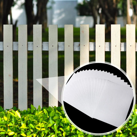 Vinyl Siding Repair Patch Kit 6x8 Inch Self Adhesive PVC Tape Hole Cover For Mobile Homes Skirting Fences And Exterior Walls White No Tools Needed Quick Easy Seamless Fix in use on a white fence.