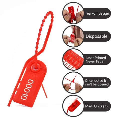 100 Pack Plastic Security Seals Anti Tamper Tags With Numbered Zip Ties Breakaway Labels For Fire Extinguishers