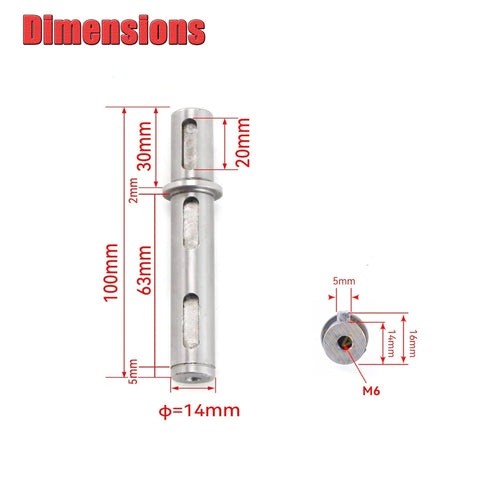 XUNKUNER NMRV030 single output shaft, 14mm dia, 100mm length for RV030 worm gearbox, with gasket and corner pin