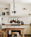 Farmhouse 4 Light Rustic Wood Chandelier Pendant Light For Dining Room Foyer And Kitchen with cozy vintage vibe