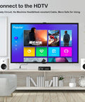 Living room setup with HDTV, shelf speakers, and decor items, connected using Heavy Duty Six Point Six Foot Two Prong AC Power Cord Seven Amps 125 Volts 18 AWG Replacement Cable For TVs Monitors Printers Speakers Game Consoles Gamer Ready And 4K TVs Ideal For PS4 PS5 Sony Laptops And Home Theater Setups.
