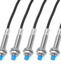 Five Inductive Proximity Sensor M8 Switch Normally Open PNP DC 6-36V, 2mm Sensing Distance, 3.9ft Lead, for machinery, 5Pcs Pack