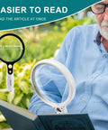 Man using Large Magnifying Glass With 37 LED Lights, 10X 20X 45X Handheld Illuminated Magnifier for reading outdoors