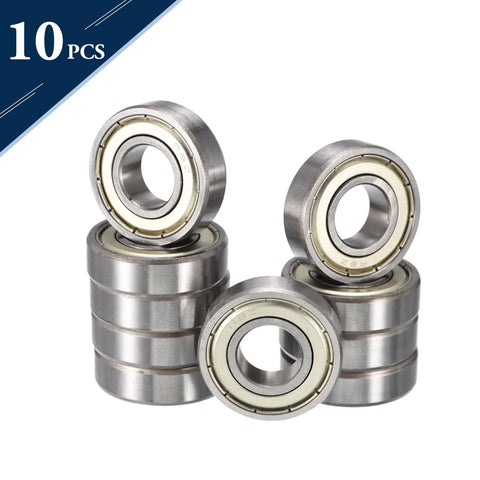 10 pcs HiPicco R8ZZ deep groove ball bearings, 1/2 in ID × 1-1/8 in OD × 5/16 in width, double shielded chrome steel