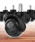 Swap Out Your Clunky Rollers With Heavy Duty Smooth Rolling Office Chair Ball Casters Set Of 5 featuring black polyurethane wheels.